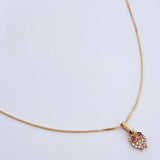 Set Cadena Veneciana 1.8gr / 45cm/0.6mm + Dije Buho 0.5gr / 1.3cm Circones Blancos Fucsias Dos Oros Amarillo Rosa 18K (Oferta) &