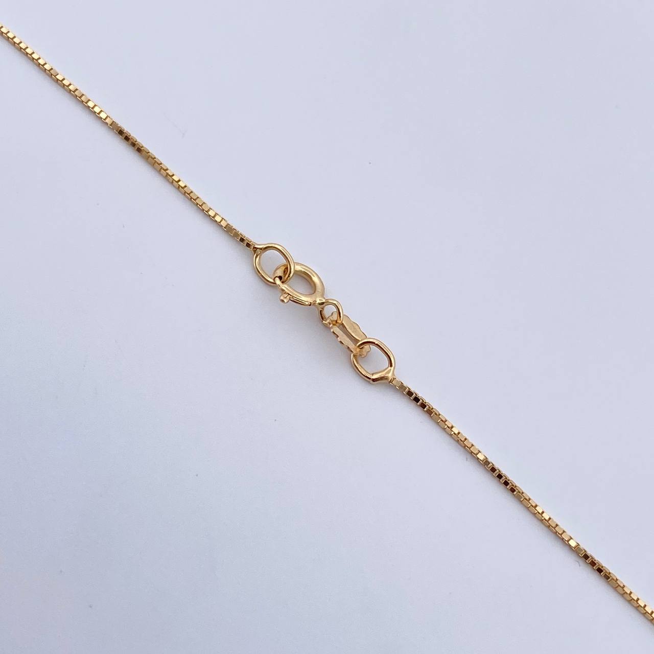 Set Cadena Veneciana 1.8gr / 45cm/0.6mm + Dije Buho 0.5gr / 1.3cm Circones Blancos Fucsias Dos Oros Amarillo Rosa 18K (Oferta) &