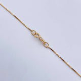 Set Cadena Veneciana 1.8gr / 45cm/0.6mm + Dije Buho 0.5gr / 1.3cm Circones Blancos Fucsias Dos Oros Amarillo Rosa 18K (Oferta) &