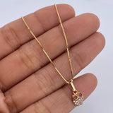 Set Cadena Veneciana 1.8gr / 45cm/0.6mm + Dije Buho 0.5gr / 1.3cm Circones Blancos Fucsias Dos Oros Amarillo Rosa 18K (Oferta) &