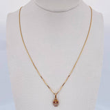 Set Cadena Veneciana 1.8gr / 45cm/0.6mm + Dije Buho 0.5gr / 1.3cm Circones Blancos Fucsias Dos Oros Amarillo Rosa 18K (Oferta) &