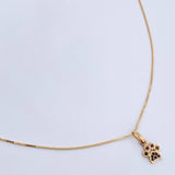 Set Cadena Veneciana 1.8gr / 45cm / 0.6mm + Dije Huella 0.55gr / 1.4cm Circones Negros Oro Amarillo 18K (Oferta) &