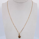 Set Cadena Veneciana 1.8gr / 45cm / 0.6mm + Dije Huella 0.55gr / 1.4cm Circones Negros Oro Amarillo 18K (Oferta) &