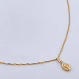 Set Cadena Singapur 1.4gr / 45.cm 1mm + Dije Virgen Guadalupe 0.35 / 1.5cm Troquelado Oro Amarillo 18K (Oferta) &