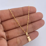 Set Cadena Singapur 1.4gr / 44.4cm / 1mm + Dije Oso TS 0.35 / 1.4cm Troquelado  Oro Amarillo 18K (Oferta) &