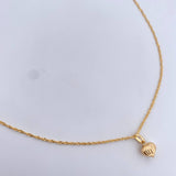 Set Cadena Singapur 1.4gr / 45cm / 1mm + Dije Corazon Rayado 0.4gr / 1.3cm Troquelado Oro Amarillo 18K (Oferta) &