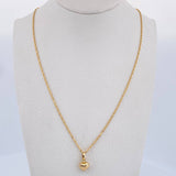 Set Cadena Singapur 1.4gr / 45cm / 1mm + Dije Corazon Rayado 0.4gr / 1.3cm Troquelado Oro Amarillo 18K (Oferta) &