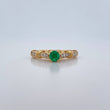 Anillo Solitario Puente 3.45gr / T6 3/4 / Esmeraldas 24 Pts Diamantes 16 Pts  Oro Amarillo 18K (Joya) &