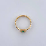 Anillo Cubano Rectangular 1.7gr / T6 1/4 / Esmeraldas 15 Pts Diamantes 14 Pts Oro Amarillo 18K (Joya) &