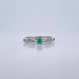 Anillo Solitario Puente 2.25gr / T6 3/4 / Esmeraldas 16 Pts Diamantes 5 Pts Oro Blanco 18K (Joya) &