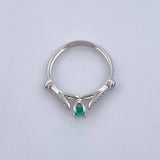 Anillo Solitario Puente 2.25gr / T6 3/4 / Esmeraldas 16 Pts Diamantes 5 Pts Oro Blanco 18K (Joya) &