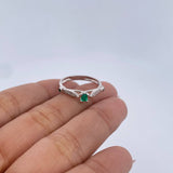 Anillo Solitario Puente 2.25gr / T6 3/4 / Esmeraldas 16 Pts Diamantes 5 Pts Oro Blanco 18K (Joya) &