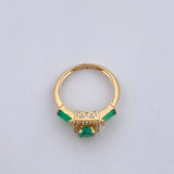 Anillo Figuras 3.3gr / T6 1/4 / Esmeraldas 43 Pts Diamantes 13 Pts Oro Amarillo 18K (Joya) &