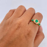 Anillo Figuras 3.3gr / T6 1/4 / Esmeraldas 43 Pts Diamantes 13 Pts Oro Amarillo 18K (Joya) &