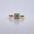 Anillo Cuadros 2.75gr / T7 / Esmeraldas 20 Pts Diamantes 10 Pts Dos Oros Amarillo Blanco 18K (Joya) &