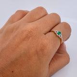 Anillo Solitario Halo 1.6gr / T6 / Esmeralda 20 Pts Diamantes 08 Pts Dos Oros Amarillo Blanco 18K (Joya) &