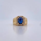 Anillo Greca egipcia 9.4gr / T10 / Zapiro 1.7 Qts Diamantes 9 Pts  Oro Amarillo 18K (Joya) &