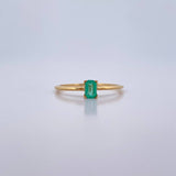 Anillo Solitatio Rectangular 1.05gr / T5 1/2 / Esmeralda 11 Pts Oro Amarillo 18K (Joya) &