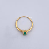 Anillo Solitatio Rectangular 1.05gr / T5 1/2 / Esmeralda 11 Pts Oro Amarillo 18K (Joya) &