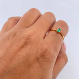 Anillo Solitatio Rectangular 1.05gr / T5 1/2 / Esmeralda 11 Pts Oro Amarillo 18K (Joya) &
