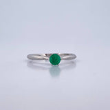 Anillo Solitario Redondo 1.5gr / T5 1/2 / Esmeraldas 19 Pts Oro Blanco 18K (Joya) &