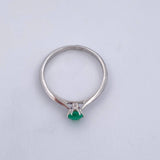 Anillo Solitario Redondo 1.5gr / T5 1/2 / Esmeraldas 19 Pts Oro Blanco 18K (Joya) &