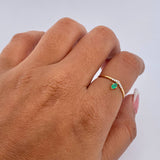 Anillo Tiara 0.95gr / T5 3/4 / Esmeraldas 10 Pts Diamantes 04 Pts Dos Oros Amarillo Blanco 18K (Joya) &