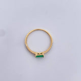Anillo Solitario Churumbela 1.3gr / T6 3/4 / Esmeraldas 16 Pts Diamantes 10 Pts Oro Amarillo 18K (Joya) &