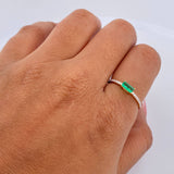 Anillo Solitario Churumbela 1.3gr / T6 3/4 / Esmeraldas 16 Pts Diamantes 10 Pts Oro Amarillo 18K (Joya) &