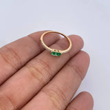 Anillo Solitario Churumbela 1.3gr / T6 3/4 / Esmeraldas 16 Pts Diamantes 10 Pts Oro Amarillo 18K (Joya) &