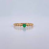 Anillo Solitario Esferas 1.25gr / T6 1/4 / Esmeraldas 8 Pts Oro Amarillo 18K (Joya) &