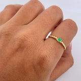 Anillo Solitario Esferas 1.25gr / T6 1/4 / Esmeraldas 8 Pts Oro Amarillo 18K (Joya) &