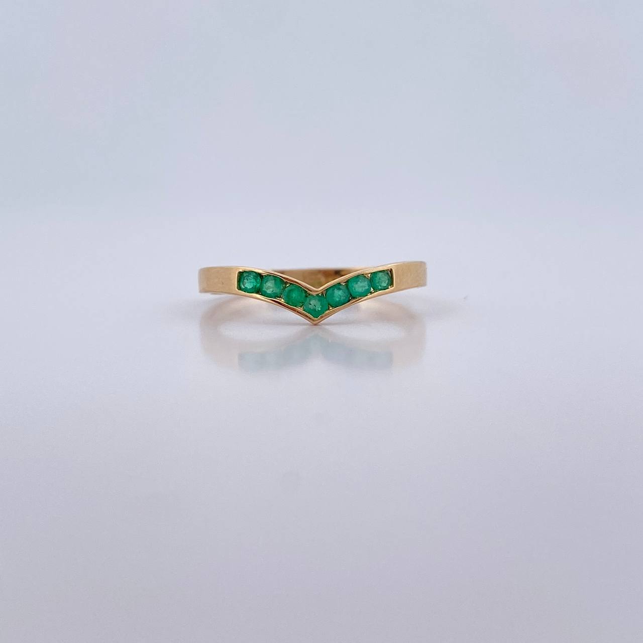 Anillo Tiara 1.15gr / T5 3/4 / Esmeraldas 15 Pts Oro Amarillo 18K (Joya) &