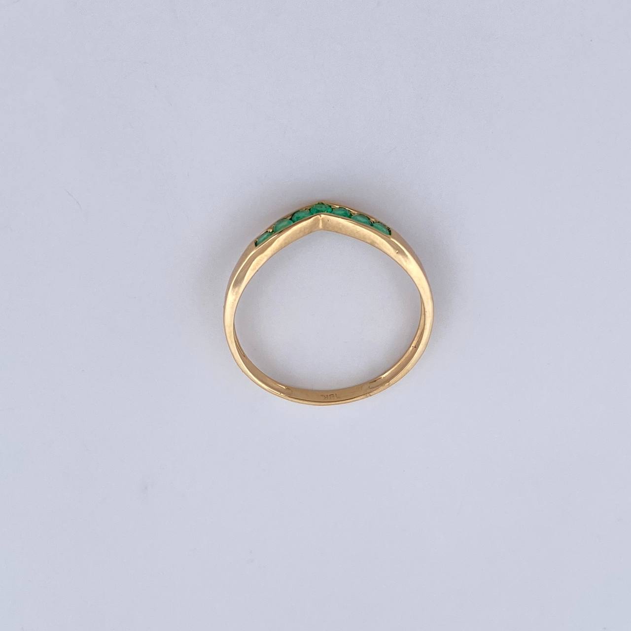 Anillo Tiara 1.15gr / T5 3/4 / Esmeraldas 15 Pts Oro Amarillo 18K (Joya) &