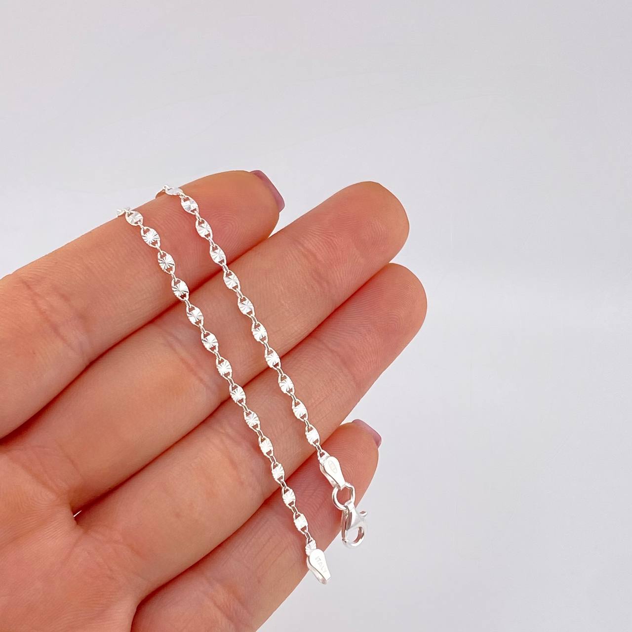 Cadena Plana Diamantada 3.1g / 51cm / 2.3mm Plata 925