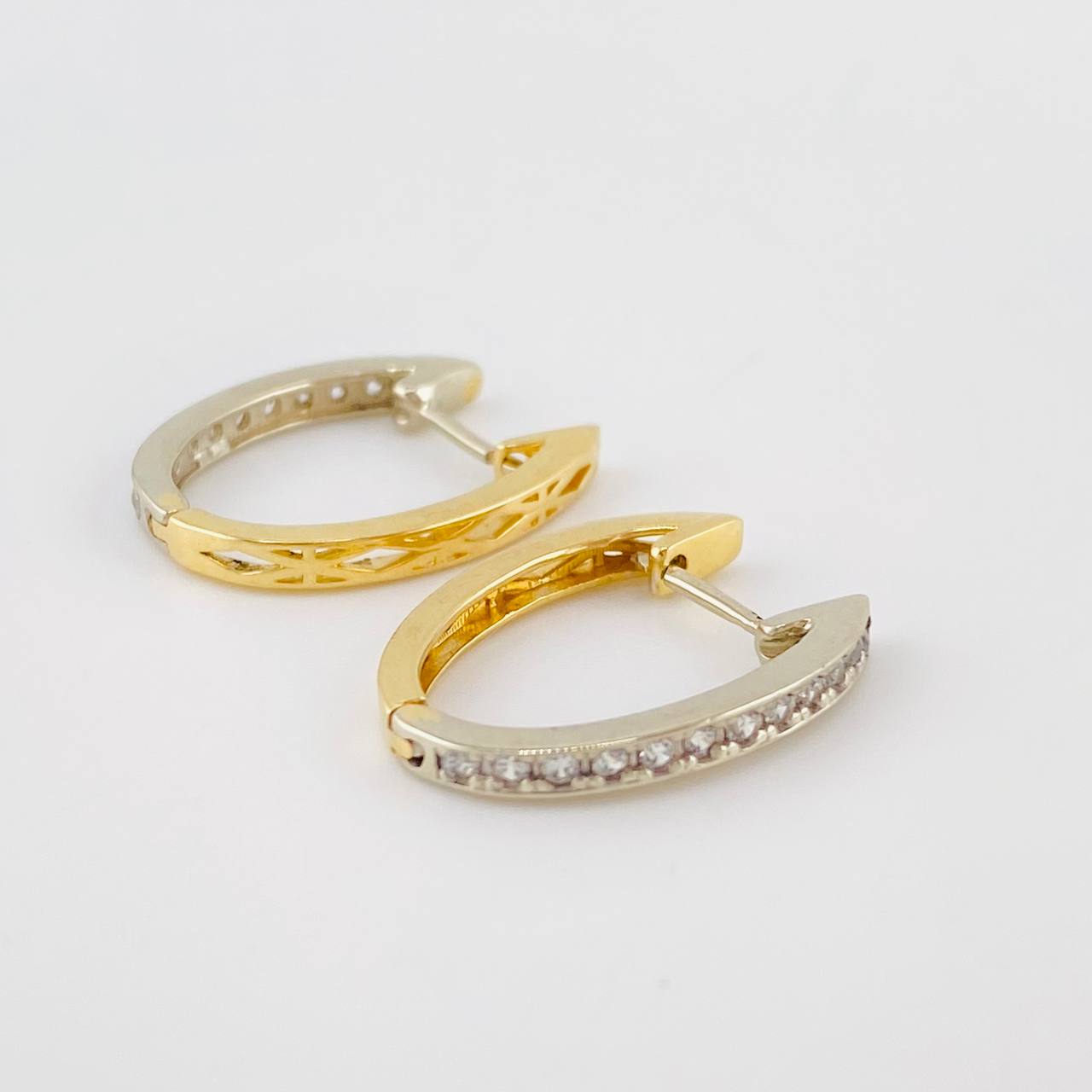 Candongas Fusión 2.5g / 1.7cm Dos Oros Amarillo Blanco 18K