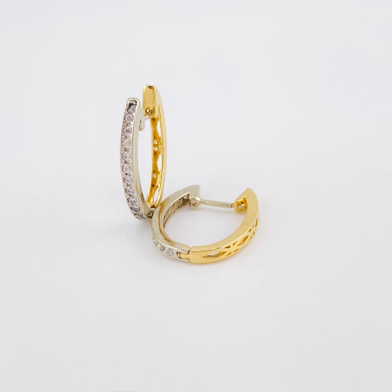 Candongas Fusión 2.5g / 1.7cm Dos Oros Amarillo Blanco 18K