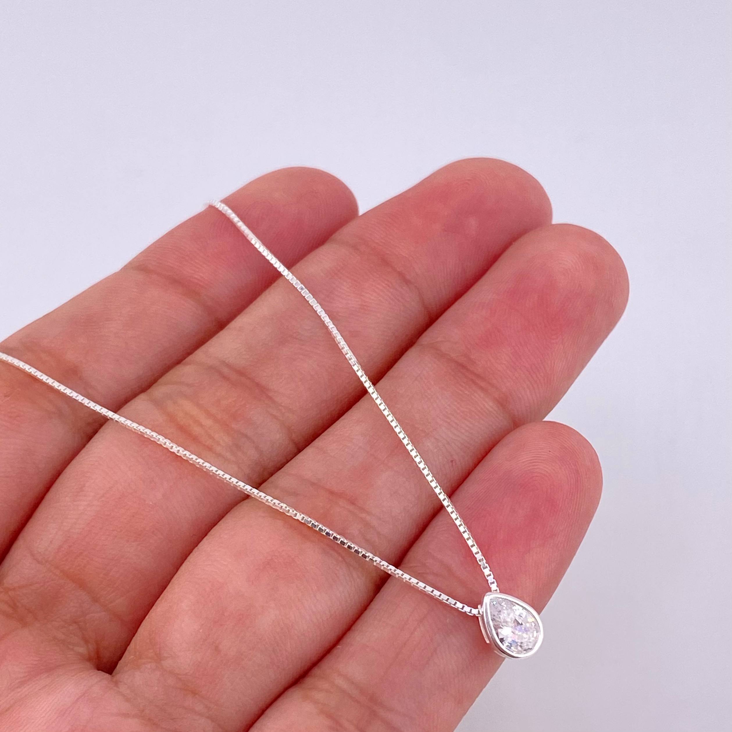 Cadena Veneciana Dije Gota 1.9g / 45.5cm / 0.75mm Plata 925