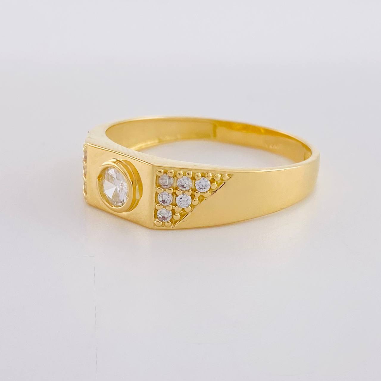 Anillo Recuadro Circon Central 4.65g / T12 3/4 Oro Amarillo 18K