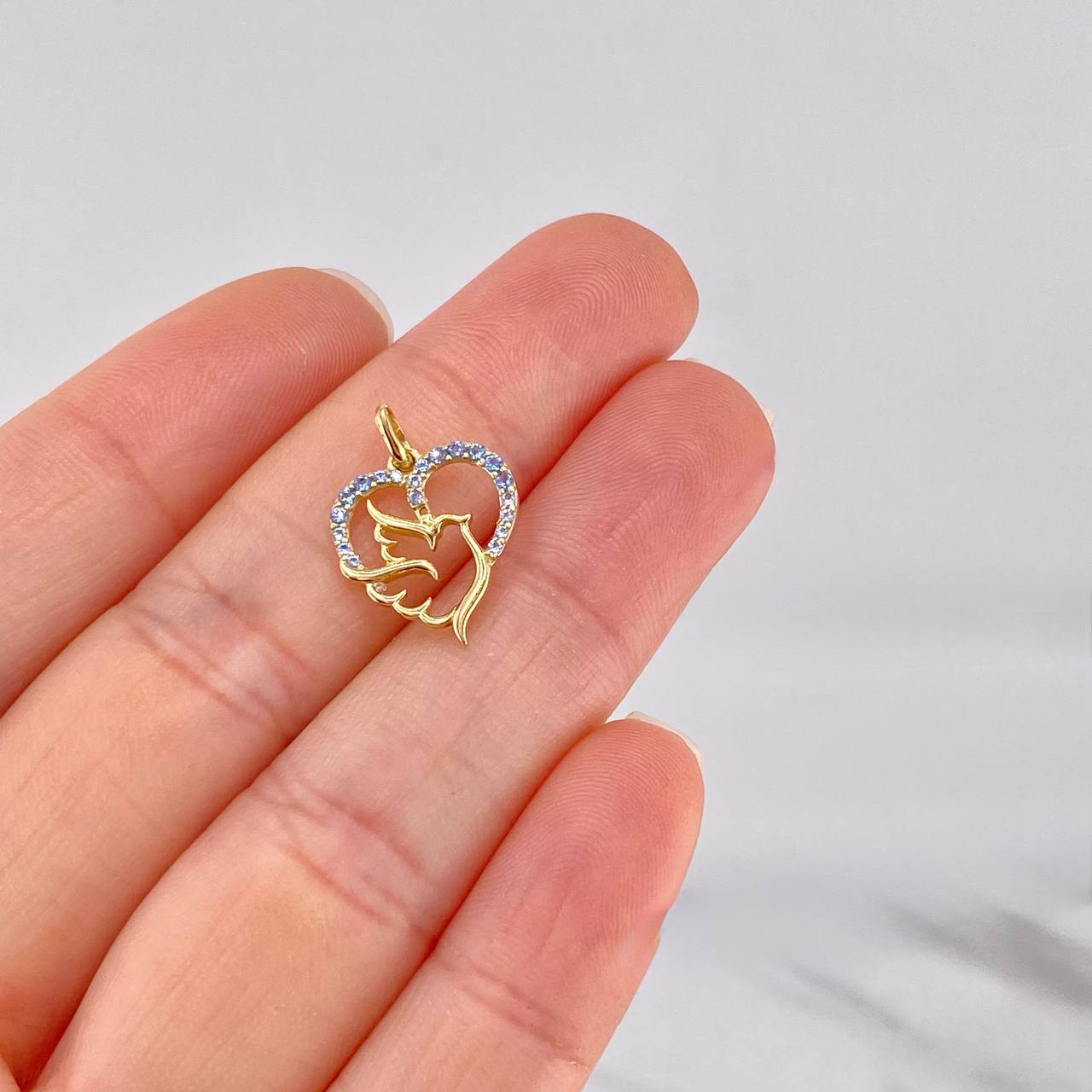 Dije Silueta Corazón Paloma 1.05g / 1.8cm Oro Amarillo 18K