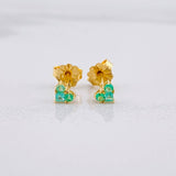 Topos Corazón Esmeralda 14pts 0.75g / 3.4mm Oro Amarillo 18K