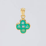 Dije Flor Esmeraldas 56pts Diamante 3pts 1.25g / 1.5cm Oro Amarillo 18K