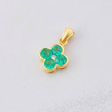 Dije Flor Esmeraldas 56pts Diamante 3pts 1.25g / 1.5cm Oro Amarillo 18K