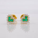 Topos Corazón Tupido Esmeraldas 21pts Diamantes 20pts 1.65g / 7.6mm Oro Amarillo 18K