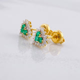 Topos Corazón Tupido Esmeraldas 21pts Diamantes 20pts 1.65g / 7.6mm Oro Amarillo 18K