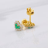 Topos Corazón Tupido Esmeraldas 21pts Diamantes 20pts 1.65g / 7.6mm Oro Amarillo 18K