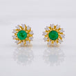 Topos Flor Tupida Esmeralda 36pts Diamantes 24pts 2.1g / 8.8mm Oro Amarillo 18K