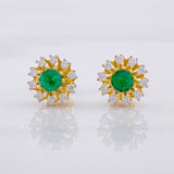 Topos Flor Tupida Esmeralda 36pts Diamantes 24pts 2.1g / 8.8mm Oro Amarillo 18K