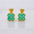 Topos Flor Esmeraldas 1.12pts Diamantes 6pts 3.4g / 8mm Oro Amarillo 18K
