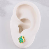 Topos Flor Esmeraldas 1.12pts Diamantes 6pts 3.4g / 8mm Oro Amarillo 18K